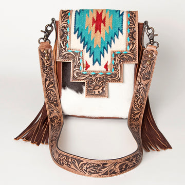 American Darling Cross Body Hand Tooled Saddle Blanket Hair On Genuine Leather Western Women Bag Handbag Purse Crossbody Cute